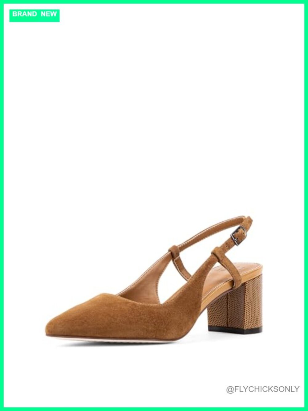 Suede Slingback Pump Block Heel Kitten Heel Memory Foam Pointed Toe Comfortable